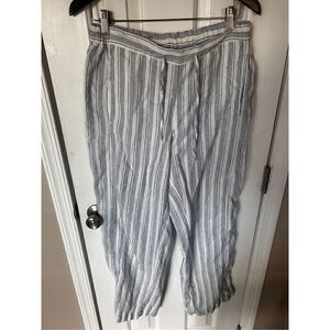 Stripped wide leg linen pants size 8